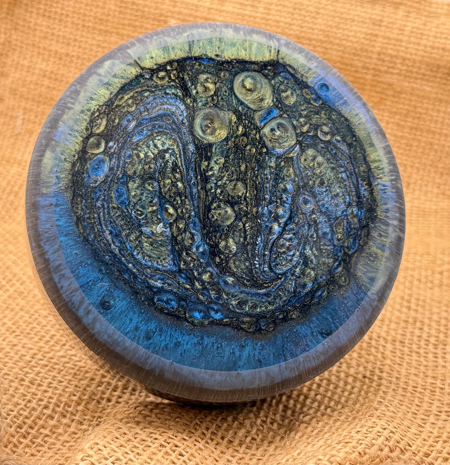 Custom poured blue/green shave bowl