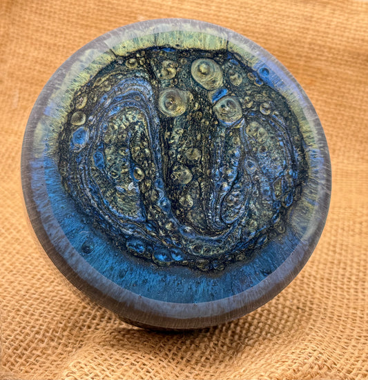 Custom poured blue/green shave bowl