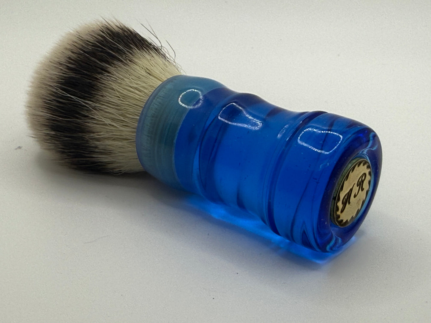 Translucent blue resin shave brush with G5 knot