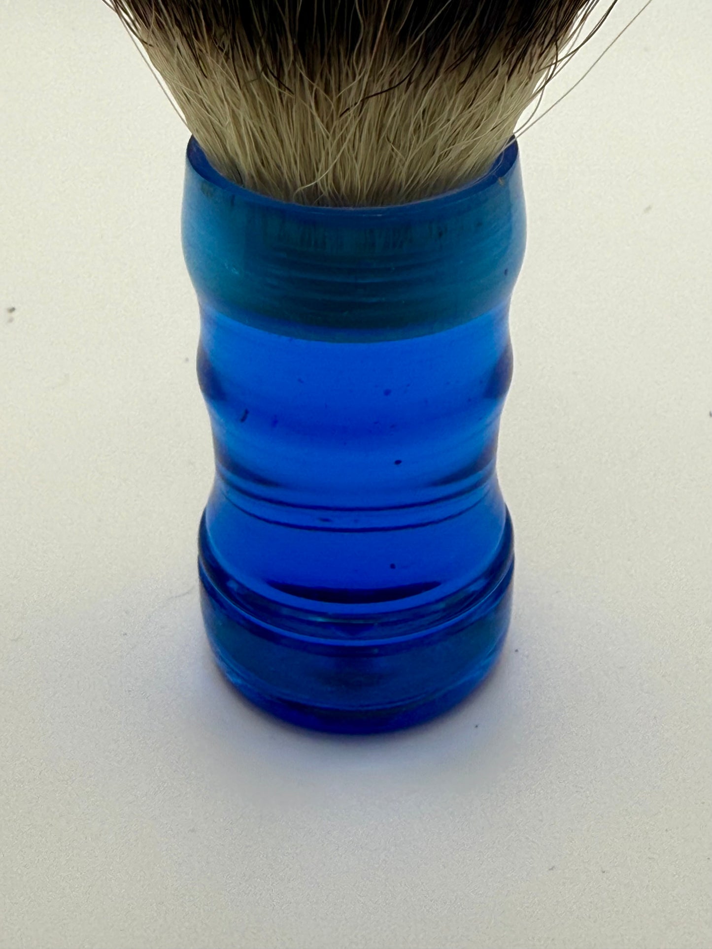 Translucent blue resin shave brush with G5 knot