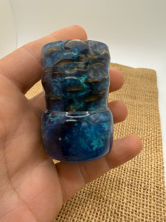 Unique Pine Cone Shave Brush - Silvertip Badger 26mm, Stabilized Cone + Swirling Blue Resin
